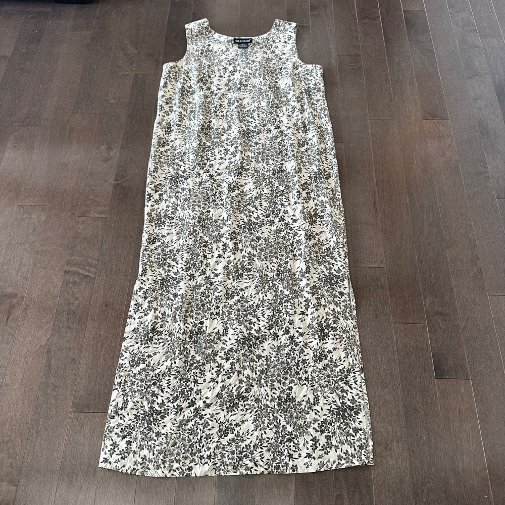 NWT Silk Club Collection Maxi‎ Dress Floral Romantic Boho Cottagecore  L
